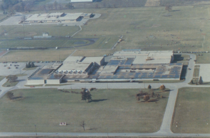 our school, from an aerial view